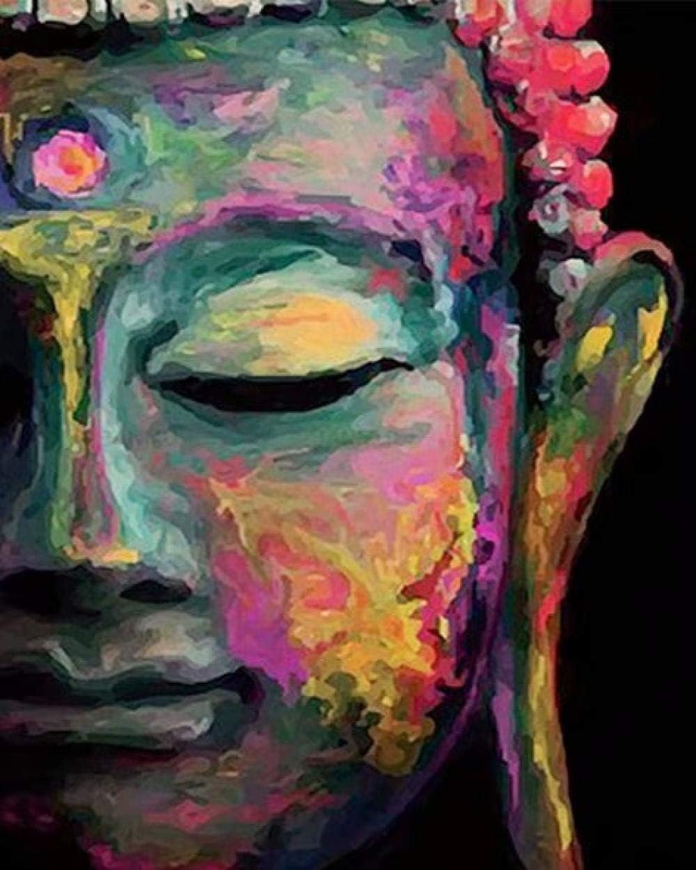 Paint by Number Kits for Adults Kids Majestic Buddha DIY Oil Painting Canvas with Acrylic Paints and Brushes for Home Decor Wall Decorations (40x50cm, Without Frame)