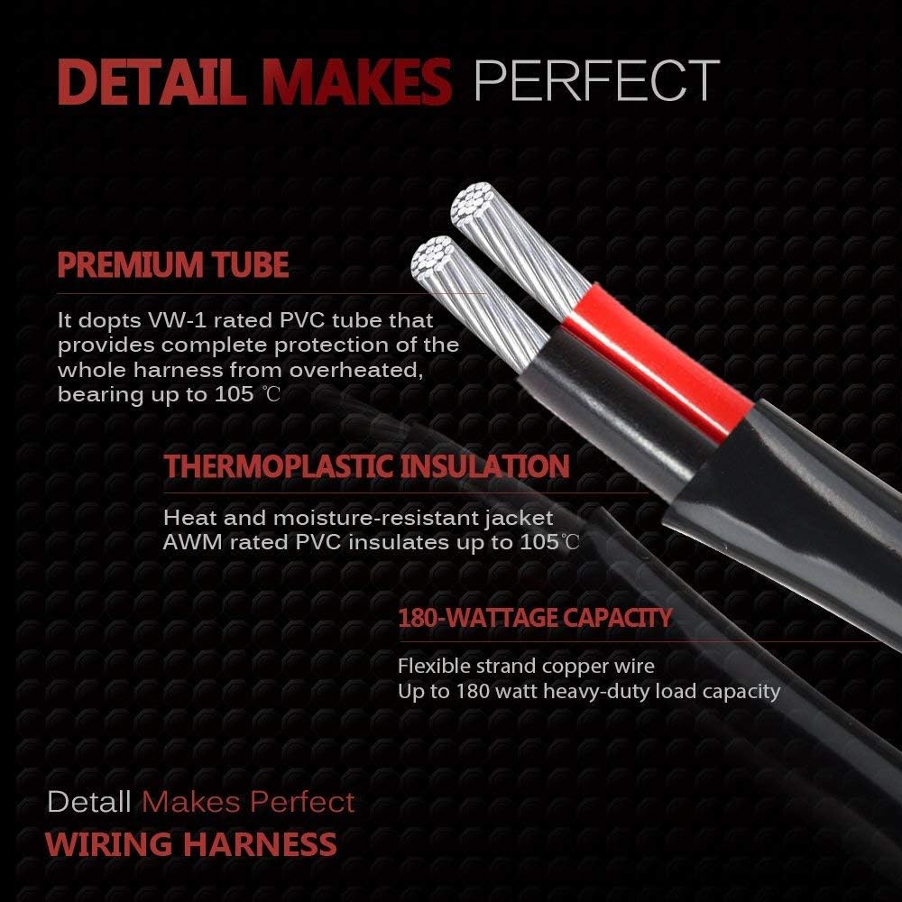 MICTUNING MIC-B1002 LED Light Bar Wiring Harness, Fuse 40A Relay On-off Waterproof Switch: Automotive