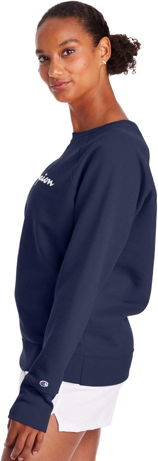Champion Women's Powerblend Graphic Boyfriend Crew at  Women’s Clothing store