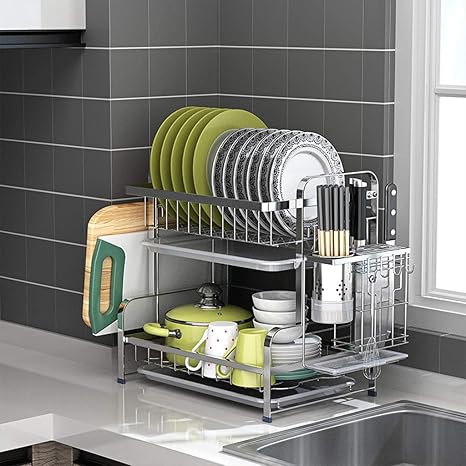 Escurridor de Platos Estante De Escurridores De Platos De Acero