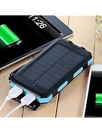 Cargadores Solares 30.000 mAh, LMS Cargador de batería solar portátil doble USB cargador de batería externa cargador de teléfono con linterna para Smartphones Tablet Cámara (Baby azul)