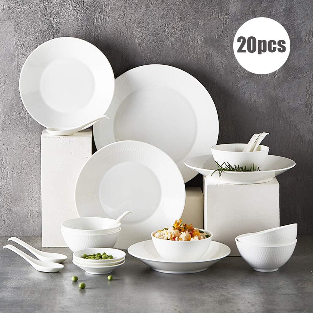 WLNKJ Juegos de Vajillas de Porcelana, Plato/tazón/Plato Juego de 20