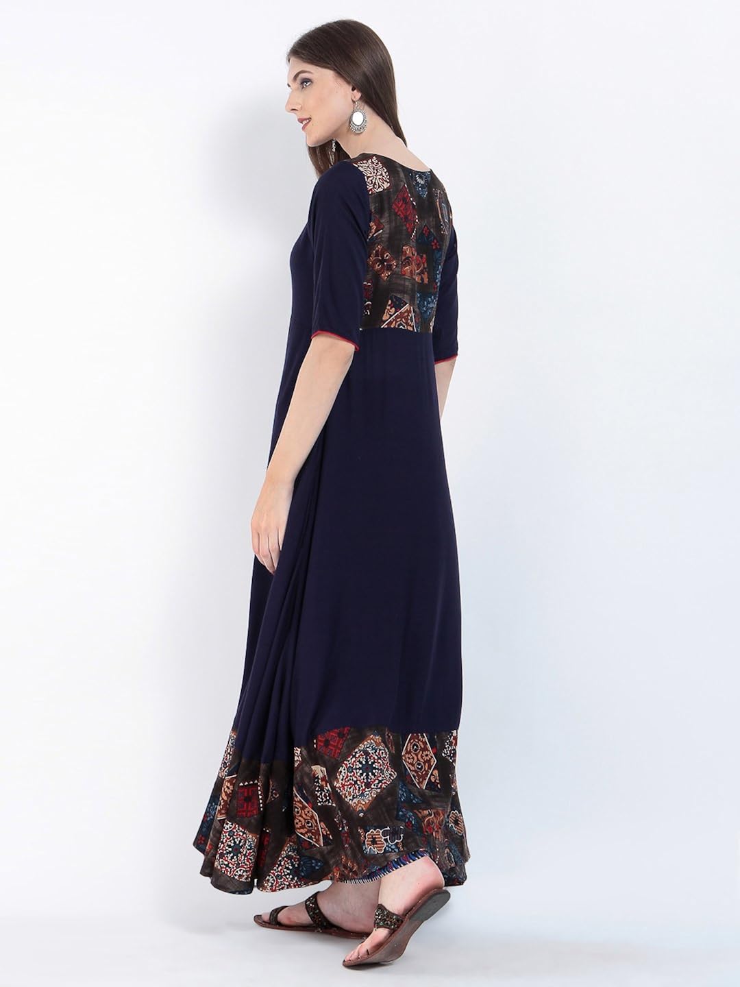 ives grey viscose rayon anarkali abstract kurti for women