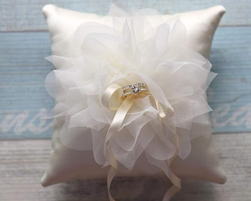 Amazon Com Wedding Ring Pillow With Champagne Mesh Corsage Ring