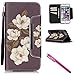 iPhone 5S Case, iPhone 5 Wallet Case, Firefish [Card Slots] [Kickstand] Flip Folio Wallet Case Synthetic Leather Shell Scratch Resistant Protective Cover for Apple iPhone 5/5S/SE-Begonia