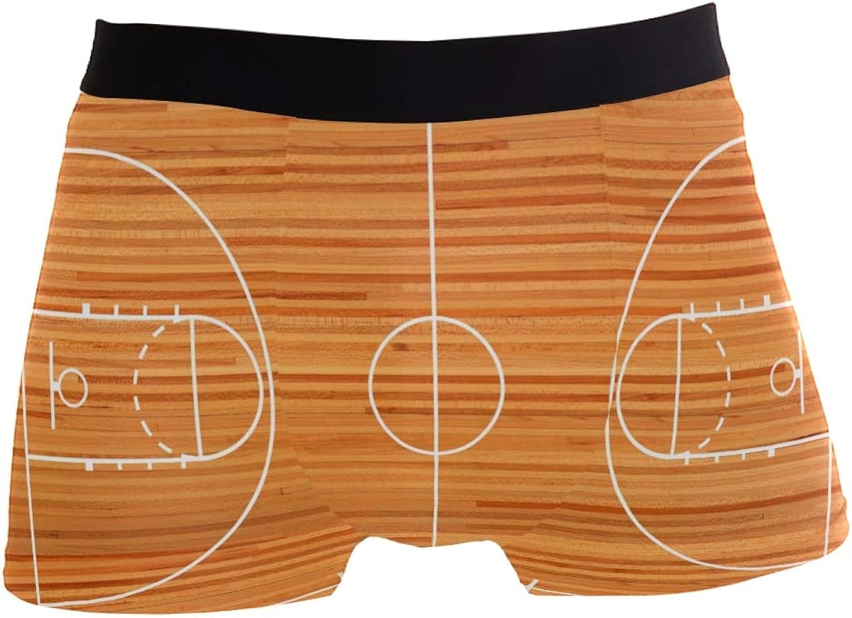 Basketball Court Floor with Line On Wooden Men's Boxer