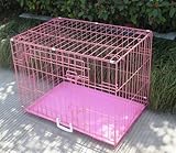 BestPet New Pink Pet Folding Suitcase Dog Cat Crate Cage Kennel Pen with ABS Tray, 24-Inch