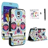 The Little Penguin Colorful Fashion Window Stand Case with Magnetic Closure for Samsung Galaxy S5 (Colorfull Skull)