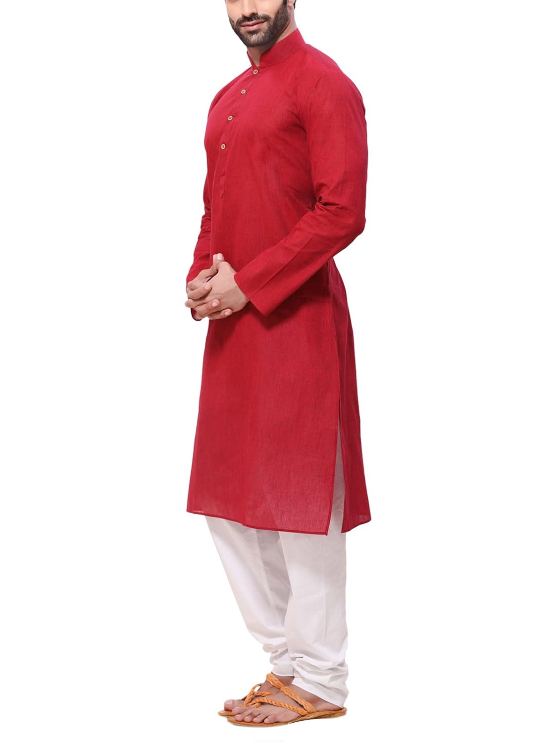 rg designers men's handloom red kurta pyjama