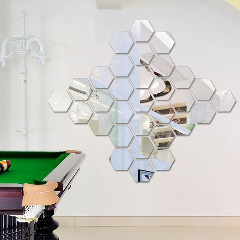 12Pcs-3D-Mirror-Hexagon-Vinyl-Removable-Wall-Sticker-Decal-Home-Decor-Art-DIY,Wallpaper-Sticker-Wall-Sticker-Home-Decor-Art-Gifts-for-Kid-Girl-Teens-Living-Room-Bedroom-Bathroom-Kitchen (Silver)