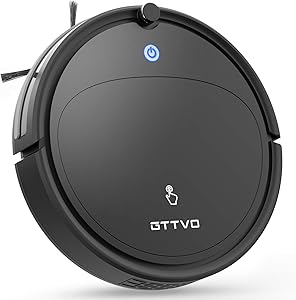 GTTVO Robot Vacuum Cleaner, Auto Robotic Vacuums, Voice Broadcast Function, Self-Charging, Super Quiet Mini Cleaning Robot for Pet Hair, Hard Floor, Low Pile Carpets