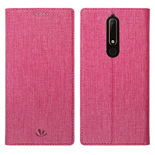 Simicoo nokia 6.1 2018 model flip pu leather slim fit case card h…