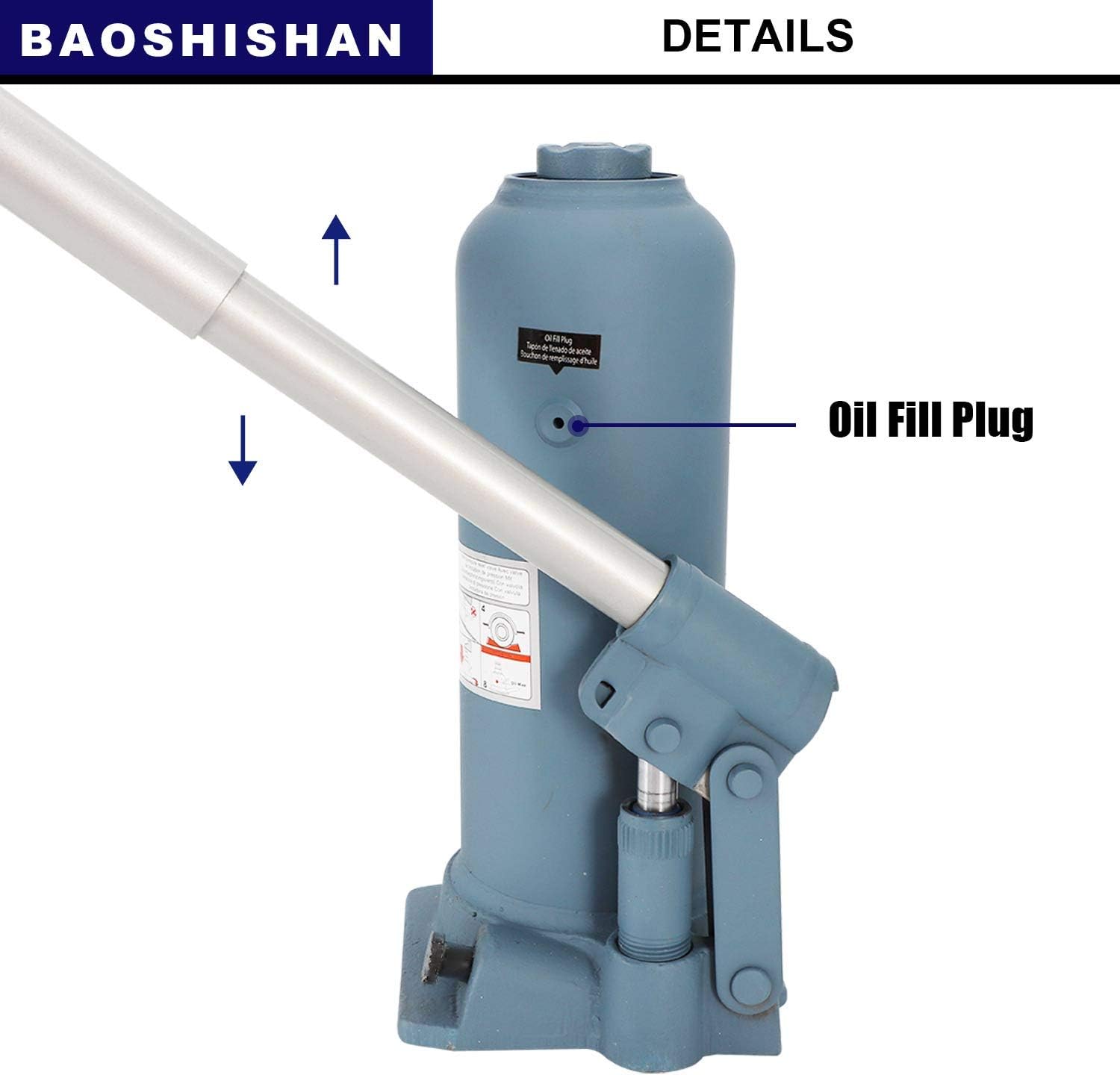 BAOSHISHAN 4 Ton Double Ram Bottle Jack High Lift Hydraulic Jack 10-5/8" to 24-1/8" Lifting Range: Home Improvement