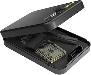 RPNB Gun Safe, Portable Metal Handgun Safe & Case with 3 Digits Combination Lock, Measures 9.4