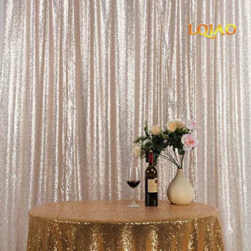 LQIAO 10FTx10FT-300x300CM Shiny Sequin Backdrop Glitter Champagne Sequin Wedding Backdrop Customized Sequin Photography Backdrop