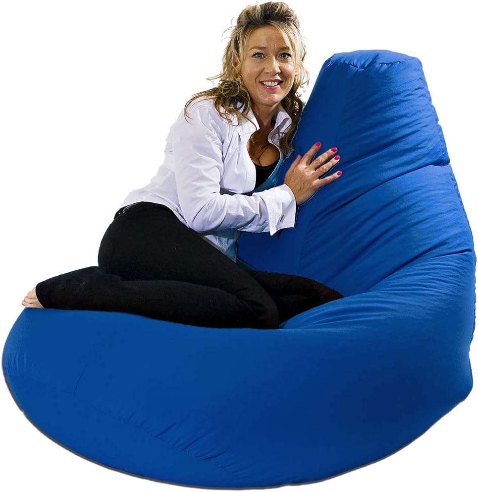Beautiful BeanbagsXXX-L Giant Highback Beanbag - Water-Resistant, Suitable for Indoor or Outdoor Use, Great for Gaming or Garden Chair - Blue