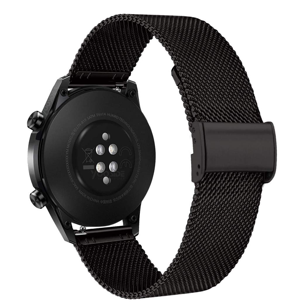 YOOSIDE Watch Strap for HUAWEI Watch GT 2 46mm/Samsung Galaxy Watch 46mm, Stainless Steel Metal Mesh 22mm Quick Release Wristband Strap for Garmin Vivoactive 4,Fossil Gen 5 Carlyle/Julianna (Black)