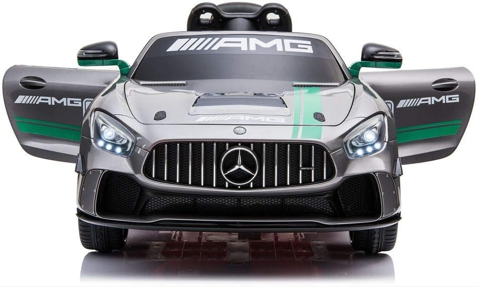 LICENSED MERCEDES-BENZ GT4 SPORTS EDITION 12V CHILDRENS RIDE ON CAR - WITH EVA (Silver)