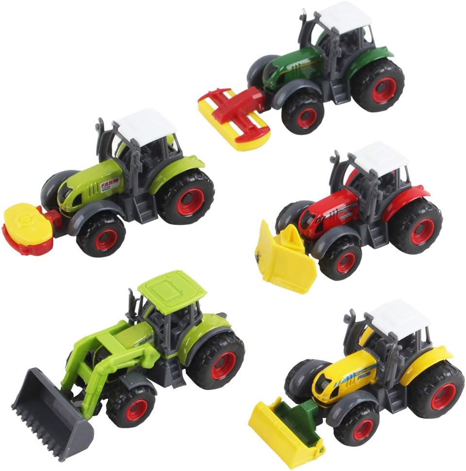 deAO Farm Tractor Toy, Farm Vehicle, Toy Farm Sets for 3+ Year Old Diecast Car, Harvester, Trailer, Cropcutter, Cow - Image 4