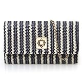 BMC Womens Soft Twine Knitted Stripe Pattern Envelope Flap Fashion Clutch