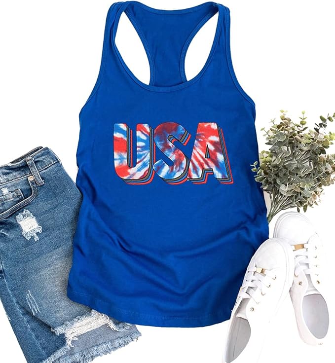 Amazon.com: IOEGW Women's USA Tie-dye Tank Top Graphic Fourth of July Tank Top Funny Patriotic 