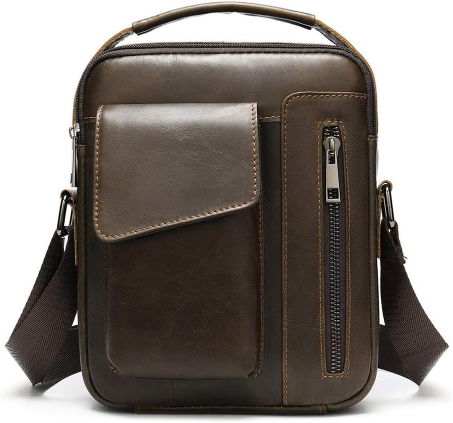 BAIGIO Leder Umhängetasche Herren - Kleine Crossbody Bag Aus Echtem Rindsleder