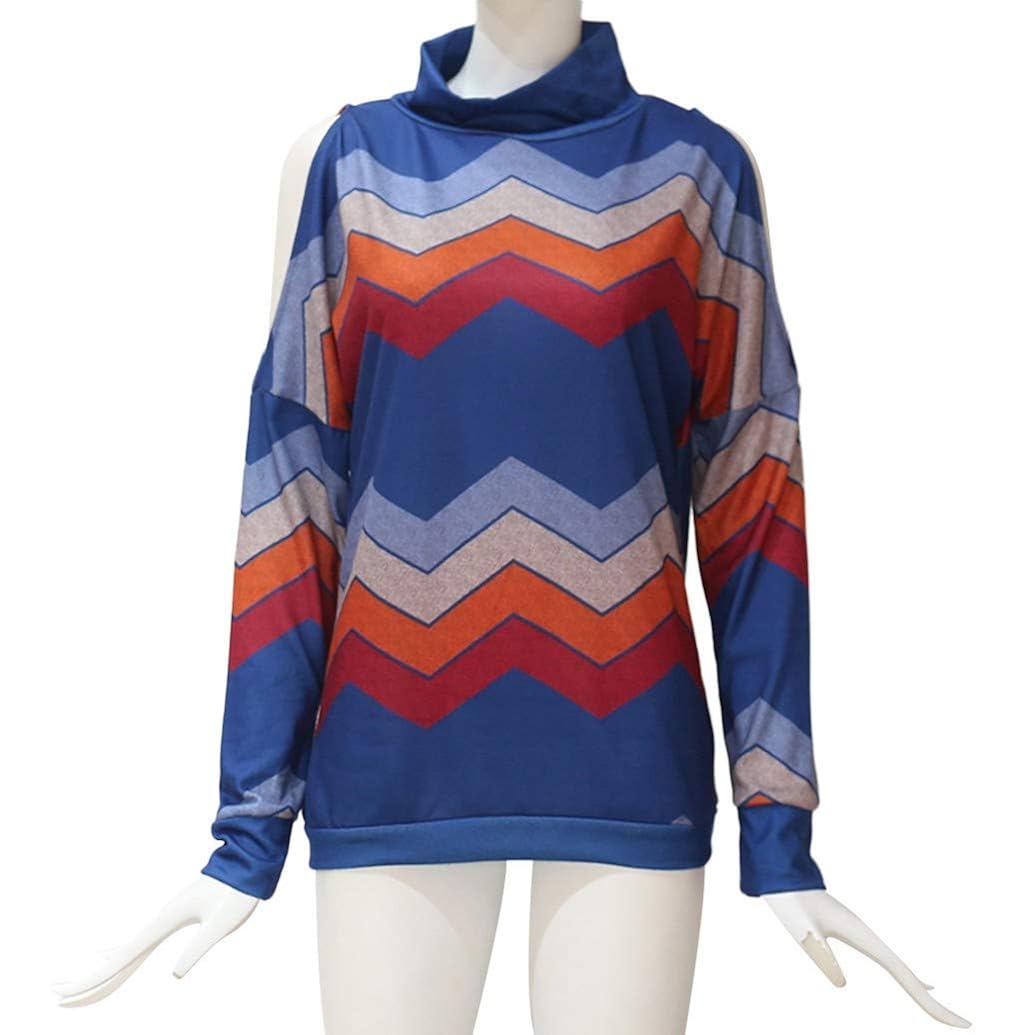 Pull Femme T Shirt Manches Longue Imprime Rayures Tunique Lache Epaules Nu Elegant Geometrique Blouse Tee Top Chic Printemps Lonupazz Vetements Grossesse Et Maternite T Shirts Et Tops