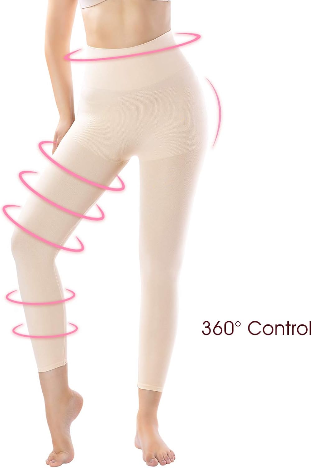 +MD Women's High Waist Target Firm Control Shapewear Compression Slimming Leggings: Clothing