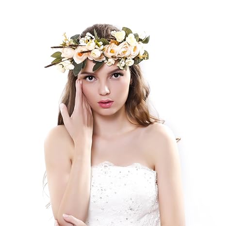 Ever Fairy® Blumenkrone, Stirnband mit verstellbarem Band für Frauen oder Mädchen als Haarschmuck