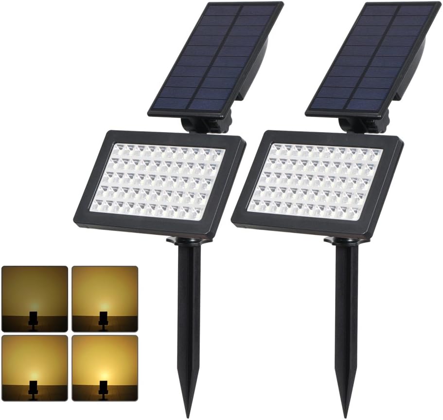 TSUN 50 LED Solar Spotlights, 2W Solar Floodlights, 3500K Outdoor