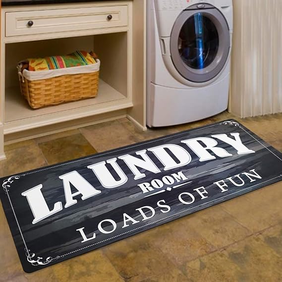 USTIDE Laundry Room Load of Fun Rug Floor Mat for Washroom Mudroom Non