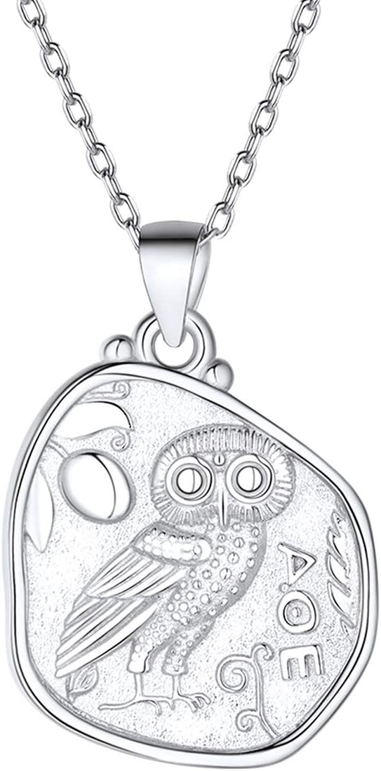FOCALOOK 925 Sterling Silver Coin Pendant Necklaces, Queen Elizabeth/Guardian Angel Raphael/Caesar Dainty Figure Engraved Handmade Medal Lucky Necklaces Jewelry for Women MenRecycled Claim Standard Blended