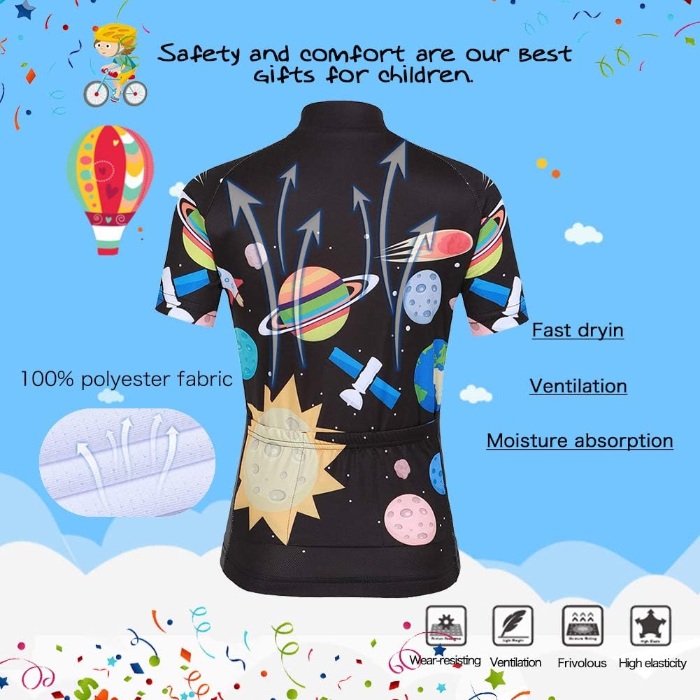 LSERVER Kids Cycling Cartoon Jersey Set (Jersey Short Sleeve + 3D Padded Shorts) for Girls Boys: Clothing