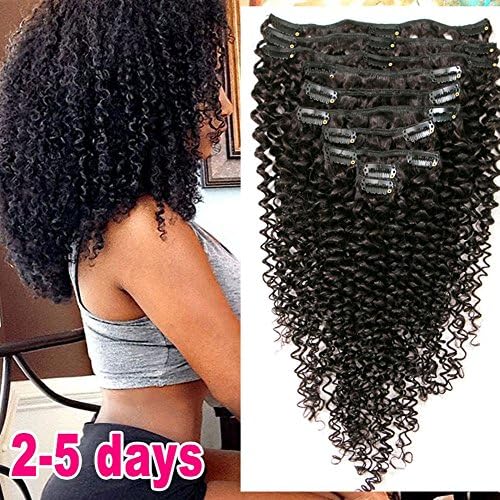 Brazilian Clip in Hair Extensions Human Hair Kinly Curly Human Hair 120g/Set Natural Brazilian Remy 4B 4C Clip in Hair Extensions 10pcs/Set