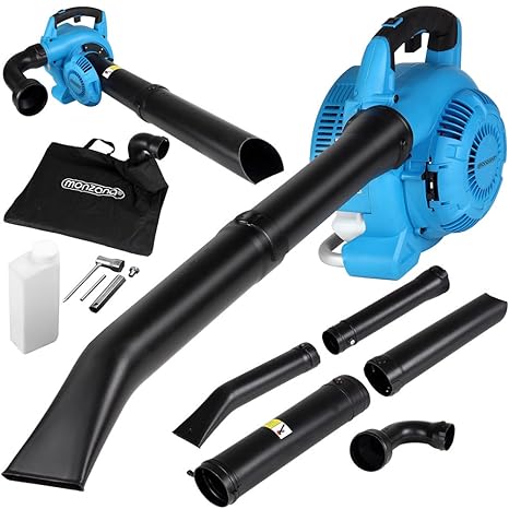 Monzana® Laubsauger | 4 in 1 | Benzin | 26ccm | Fangsack 45L | inkl. Werkzeugset mit Kerzenschlüssel + Kreuzschrauber | Laubb