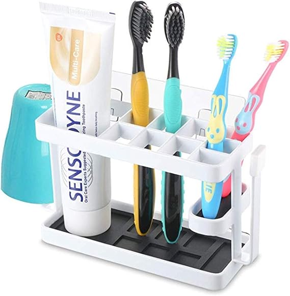 MultiFunctional Toothbrush Holder Wall Mounted Stainless Steel Suction