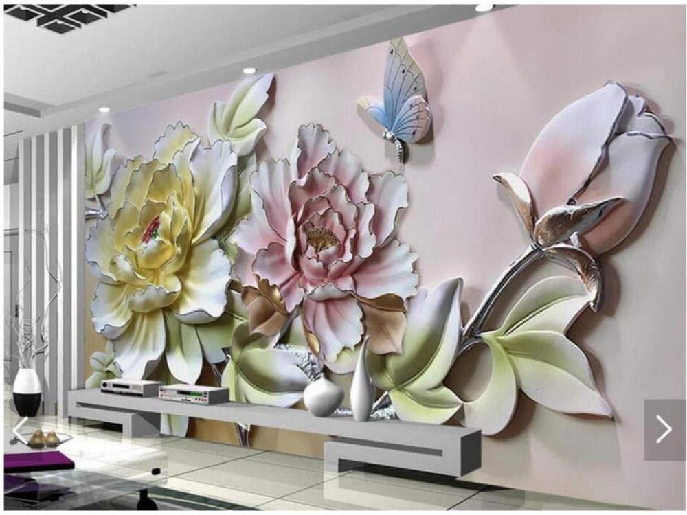 Yzybz 3D 8D En Relieve Flor De Peonía Pared Mural Foto Papel Tapiz Para