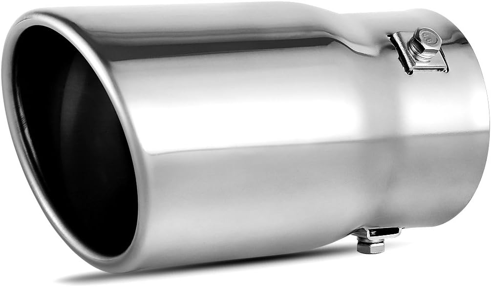 AUTOSAVER88 2-2.5 Inch Adjustable Inlet Exhaust Tip, Bolt On Chrome Polished Stainless Steel Exhaust Tailpipe Tip, 2"-2.5" Inlet, 3.5" Outlet, 6" Long.