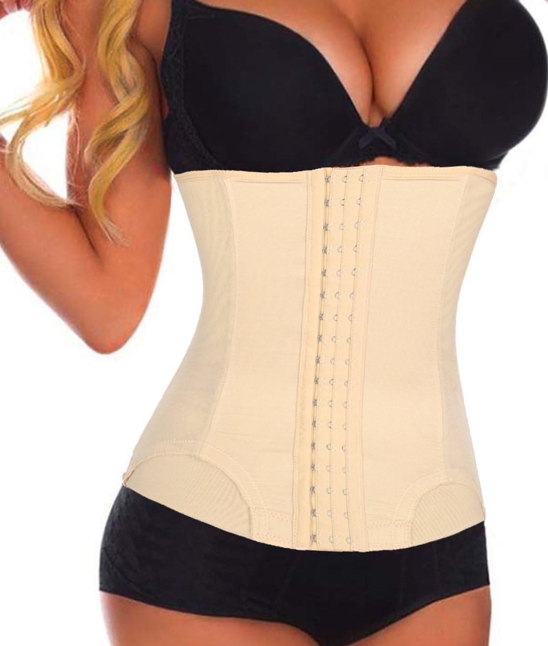 Waist Trainer Training Cincher Trimmer Corset Shaper Slimmer Back Support Tummy Control Shapewear Tuck Tucker Bustier Latex Rubber for Weight Loss (2XL, Beige)