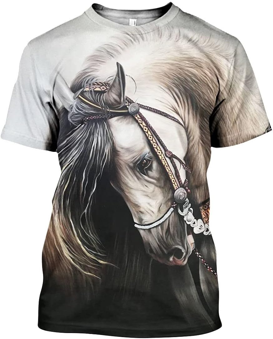 Camisetas unisex con capucha y diseño de caballo impreso en 3D, playera