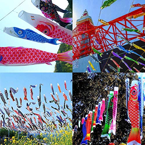 Koi Fish Windsock Flag Kite Koinobori Home Outdoors Hanging Decoration Unique Garden Streamer Flags 28inch 70cm Random Color 2Pc