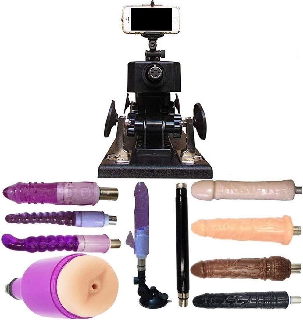 Powerful Automatic Pumping & Retractable Machine Gun with Attachments Thrus-ting Devices Free Mobile Phone Self-Timer and Female Sucker Provided