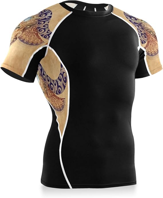 N\ A Mens Short Sleeve Compression Workout T Shirt Animal