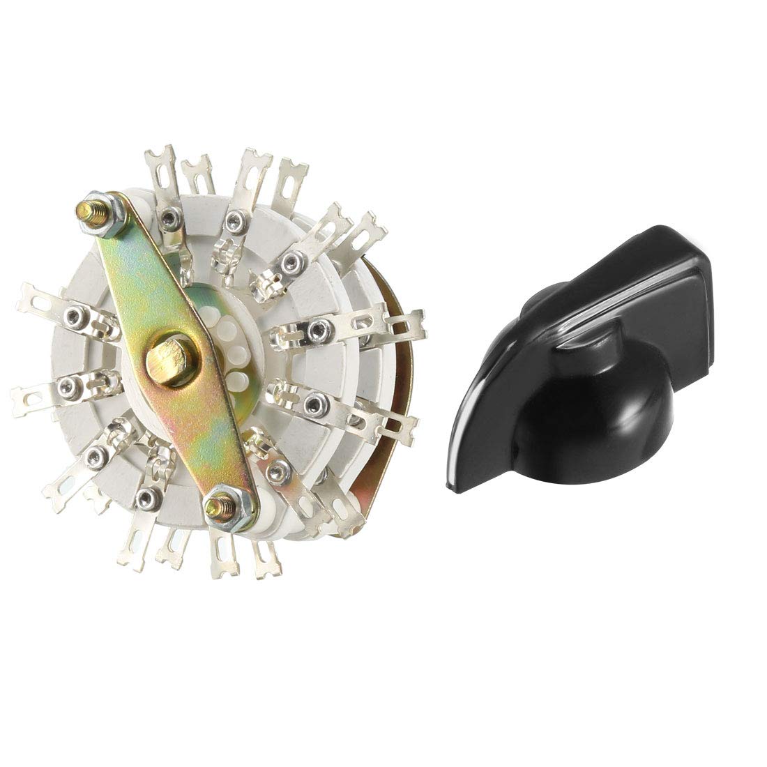 sourcing map 2P10T 2 Pole 10 Position 2 Deck Band Channel Rotary Switch Selector with Knob, Black - Image 5
