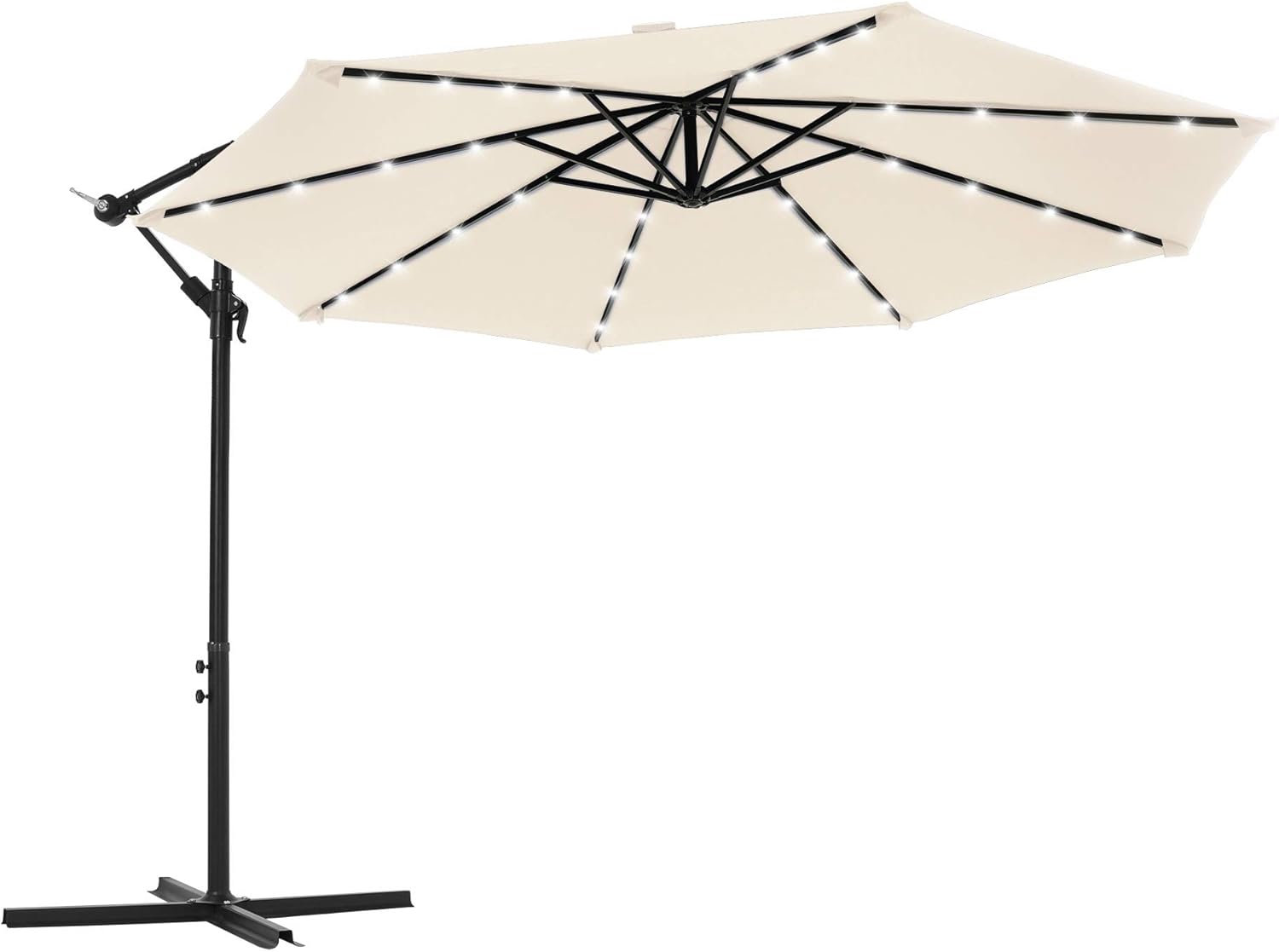 SONGMICS Outdoor Umbrella with SolarPowered LED Lights, 10 ft Patio