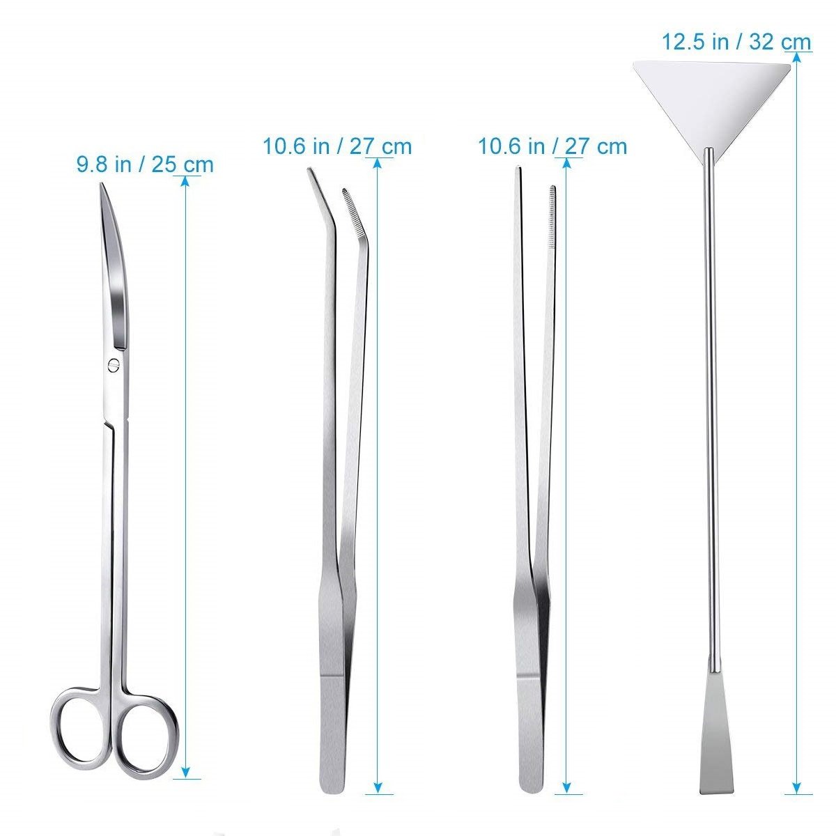 Skoye Aquarium Tweezers Scissor Spatula Tools 4 in 1 Long Stainless