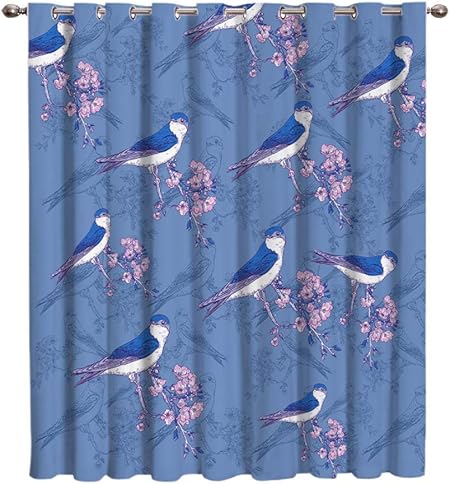 WKJHDFGB Birds On Plum Blossom Branches Cortinas Tratamientos para