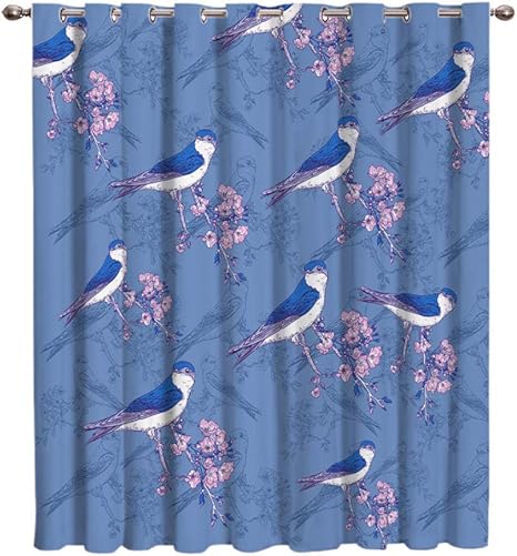 WKJHDFGB Birds On Plum Blossom Branches Cortinas Tratamientos para