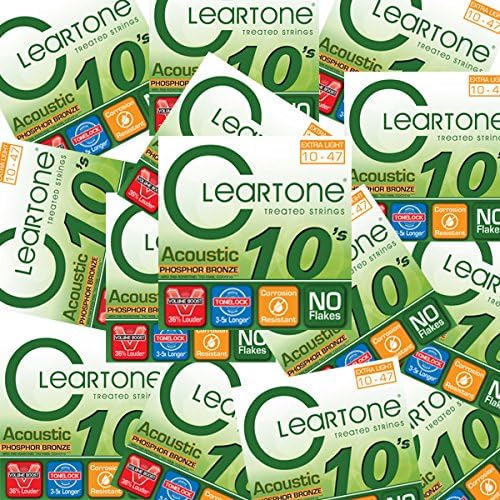 Cleartone Acoustic Guitar Strings Phosphor Bronze - U Light .010 .047 - 12 Pack