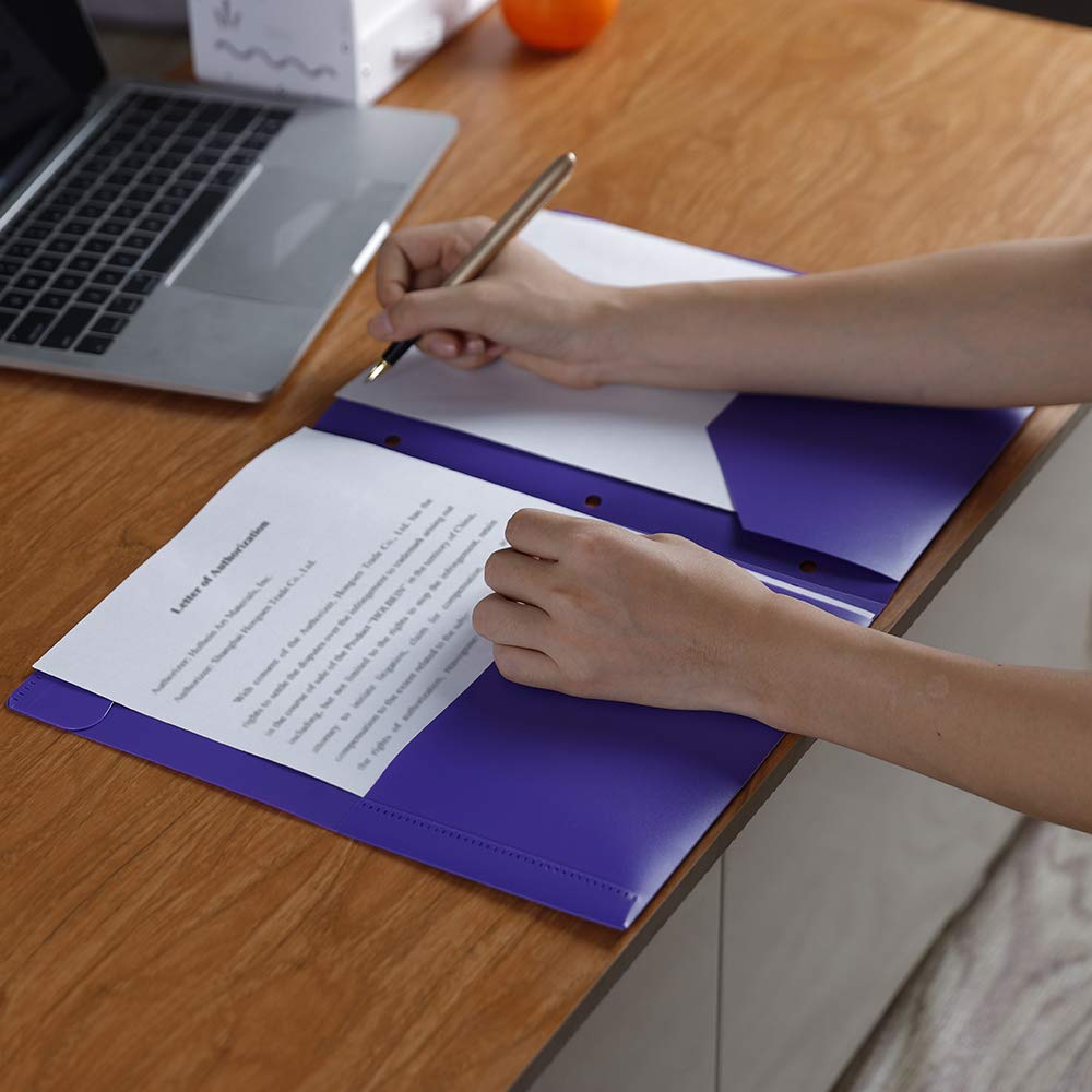 Plastic Folders 6PCS Heavy Duty Plastic Folders with Pockets Letter Size Assorted Colors for School Work and Home 2 Pocket Plastic Folders